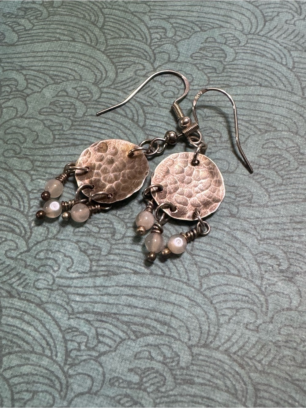MINIMALIST STERLING AND MOONSTONE EARRINGS HANDMADE